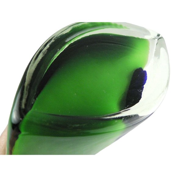 Vase Abstract Art Glass Free Form Flowing Design Oval Shape Interior Painted 11" - Picture 8 of 8